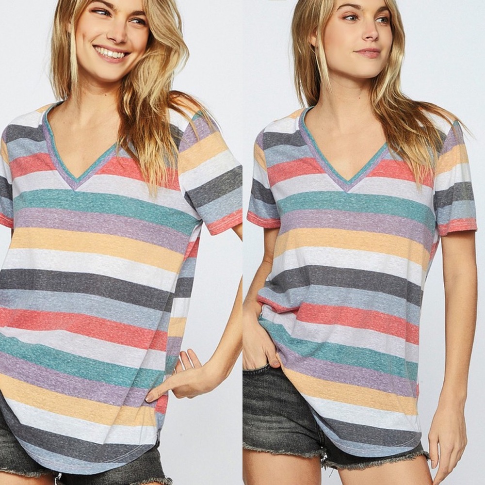 ‘Live in Color’ V-Neck Summer Tee - Picture 2 of 8